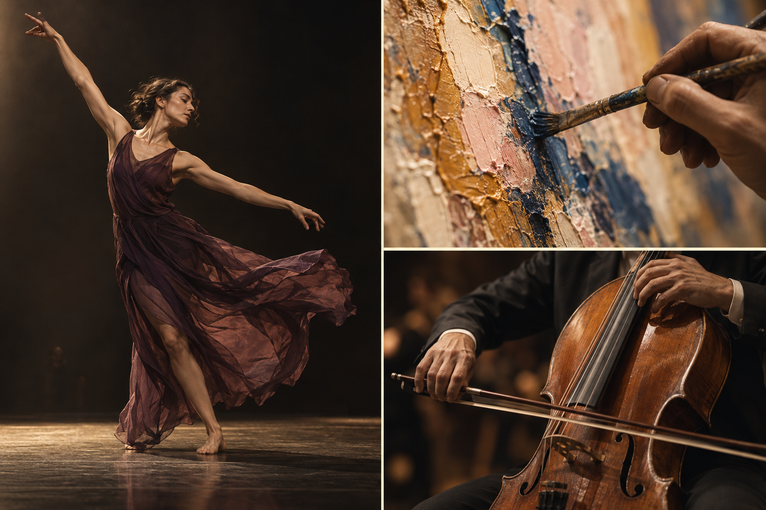 Danza, pintura y violonchelo: imágenes artísticas